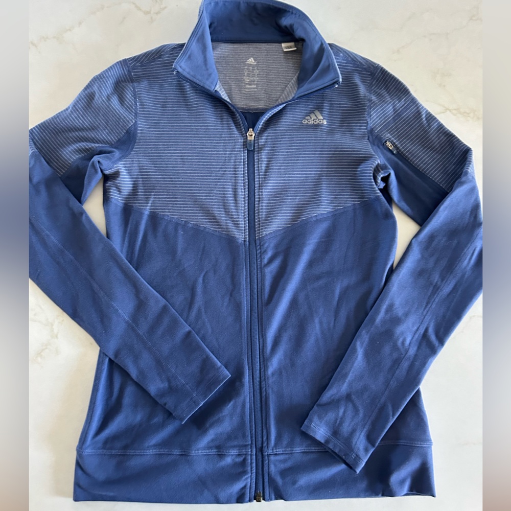 Adidas Climalite Women’s Zip Up Athletic Lightweight Jacket Color Blue Size S